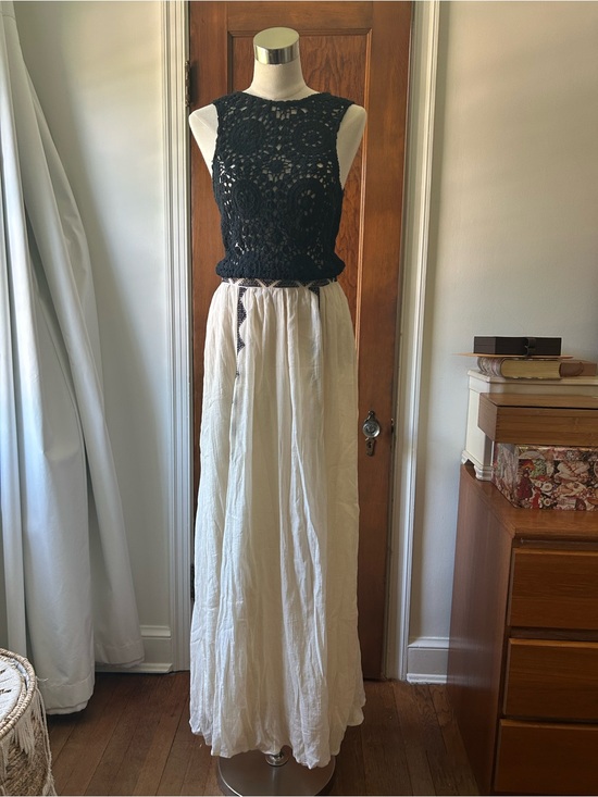Anthropologie Dresses & Skirts - Amuse society Black Crochet Bodice Cream Maxi Dress